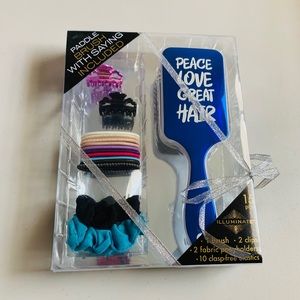 Illuminate Blue Peace Love Great Hair Paddle Brush